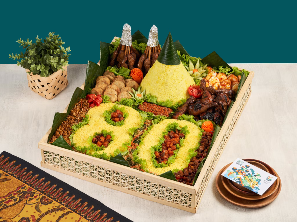 Tumpeng nasi kuning angka Arungi Rasa untuk perayaan ulang tahun di Tangerang dan Jakarta
