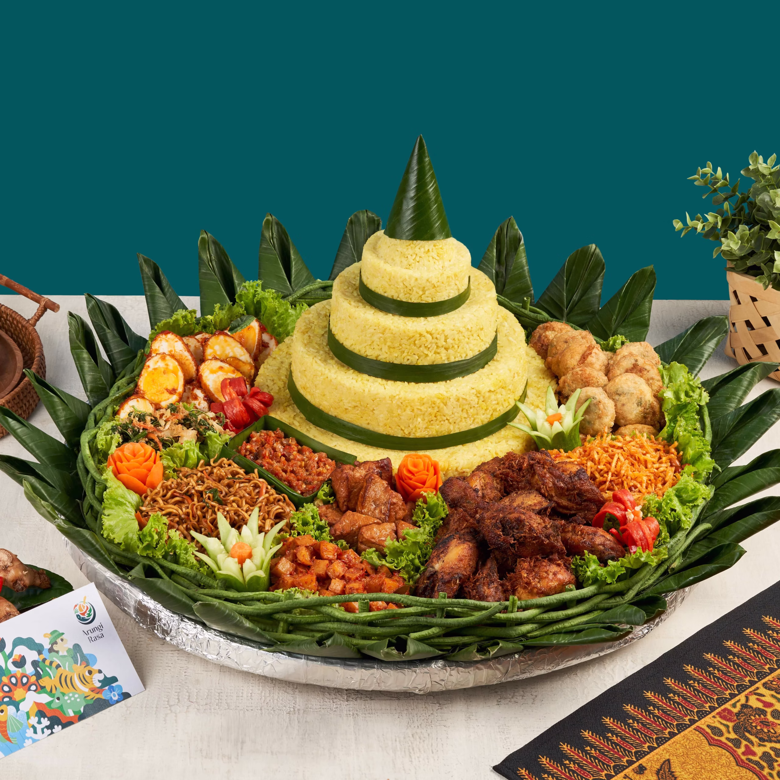 Tumpeng nasi kuning Arungi Rasa untuk 15–35 orang, siap antar ke BSD dan Gading Serpong