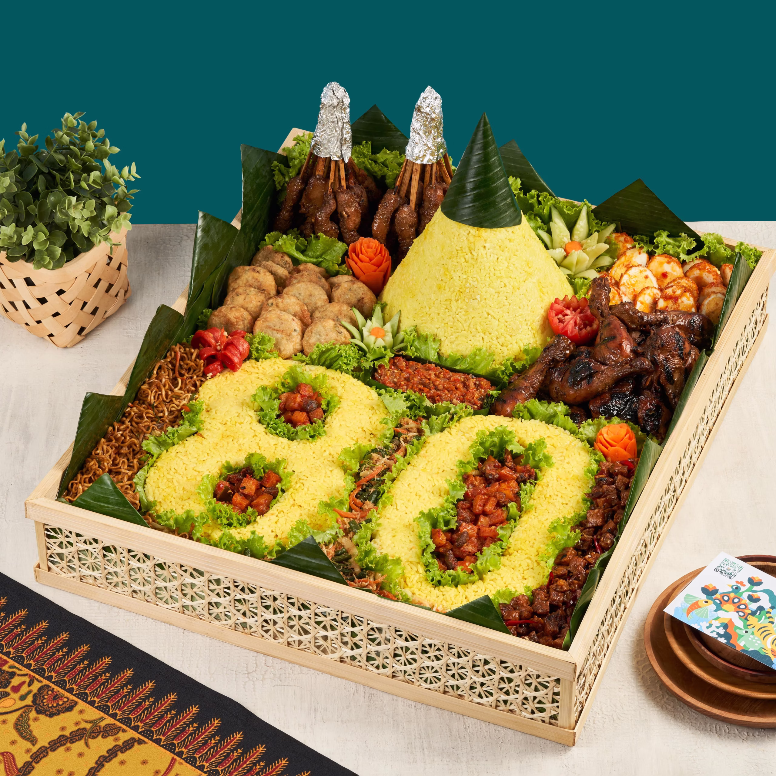 Tumpeng nasi kuning angka Arungi Rasa untuk perayaan ulang tahun di Tangerang dan Jakarta